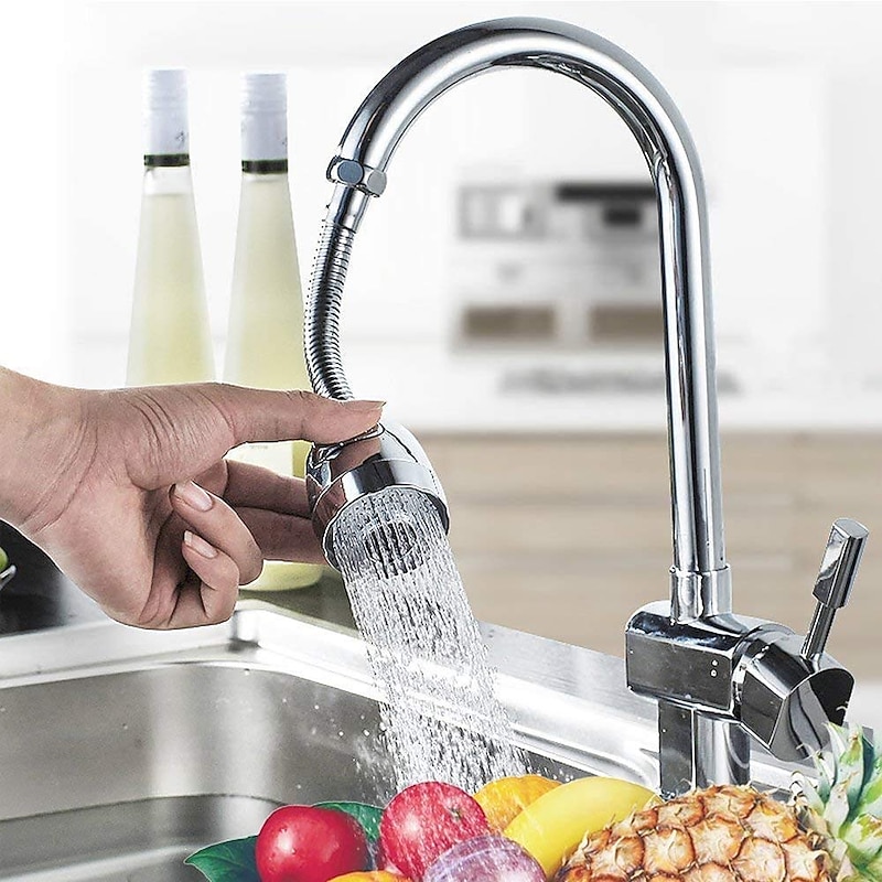 2 Modes Kitchen Sink Faucet Extension Sprayer, 360 Degree Turbo Rotatation Anti-Splash Extender Aerator with Hose