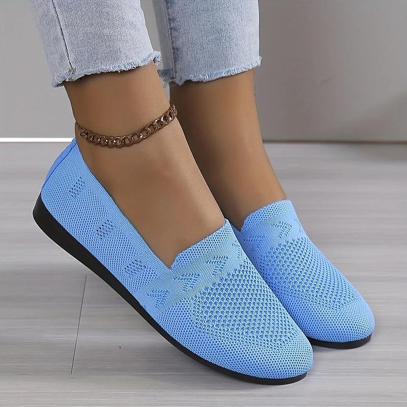 Women's Navy Blue Knit Loafers – Breathable Slip-On Casual Flats for Comfort and Everyday Wear 12