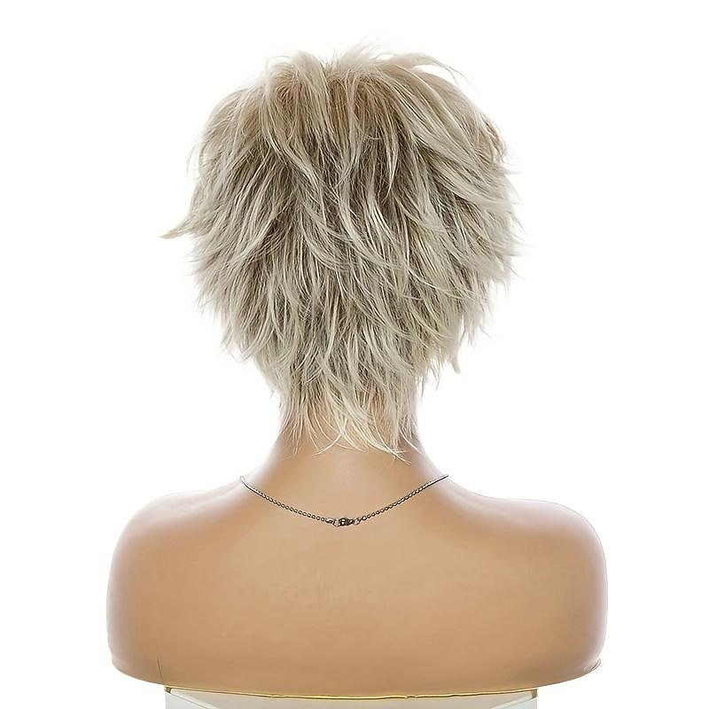 Synthetic Wig Straight Pixie Cut Wig Short Blonde Synthetic Hair Women's Fashionable Design Soft Natural Blonde3