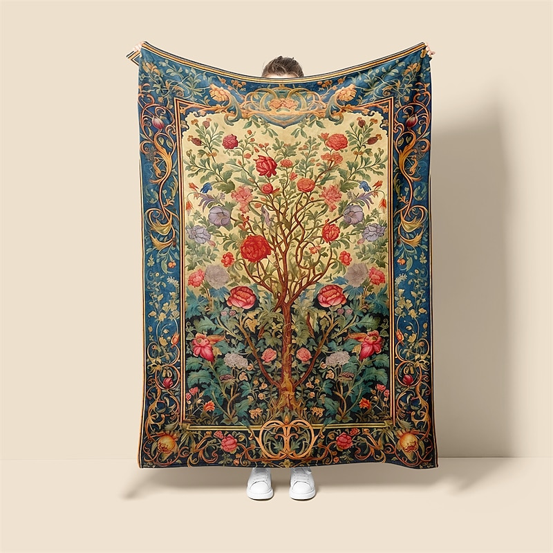 The Tree Of Life Vintage Pattern Super Soft  Throws Blanket,Novelty Flannel Throw Blankets Warm Printed All Seasons  Gifts Home Decor Big Blanket