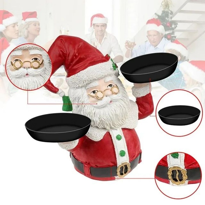Christmas Ornament Decorations Old Man Tray Snowman Snack Holder Resin Craft Ornament  Home Party Decorative2