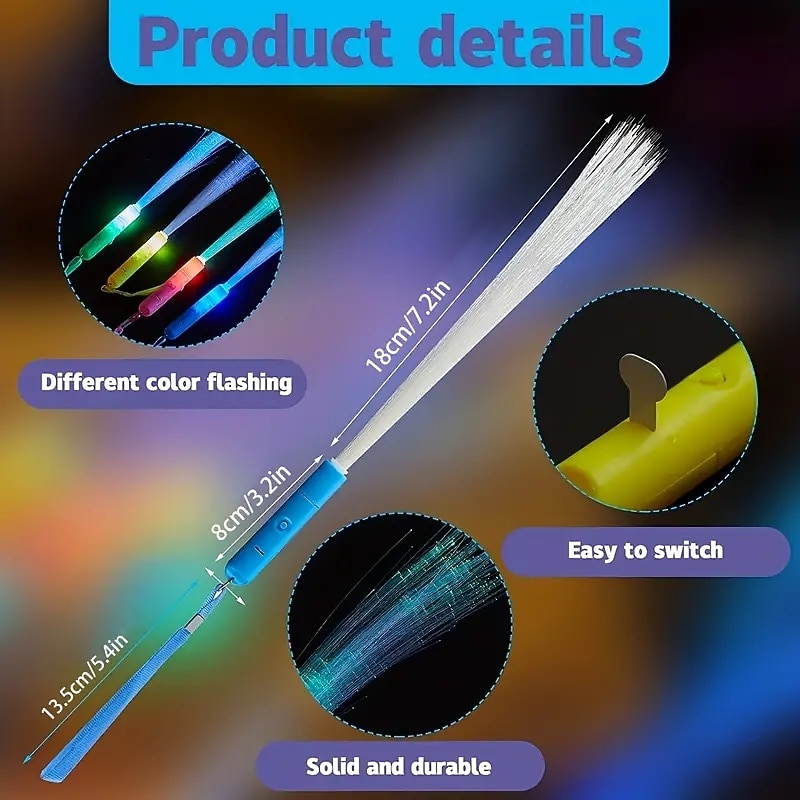 5/12pcs Color Fiber Optic Glow Stick Led Bar Festival Party Wedding Props Led Glow Stick Concert Fiber Optic Stick Party Decor Party Supplies4