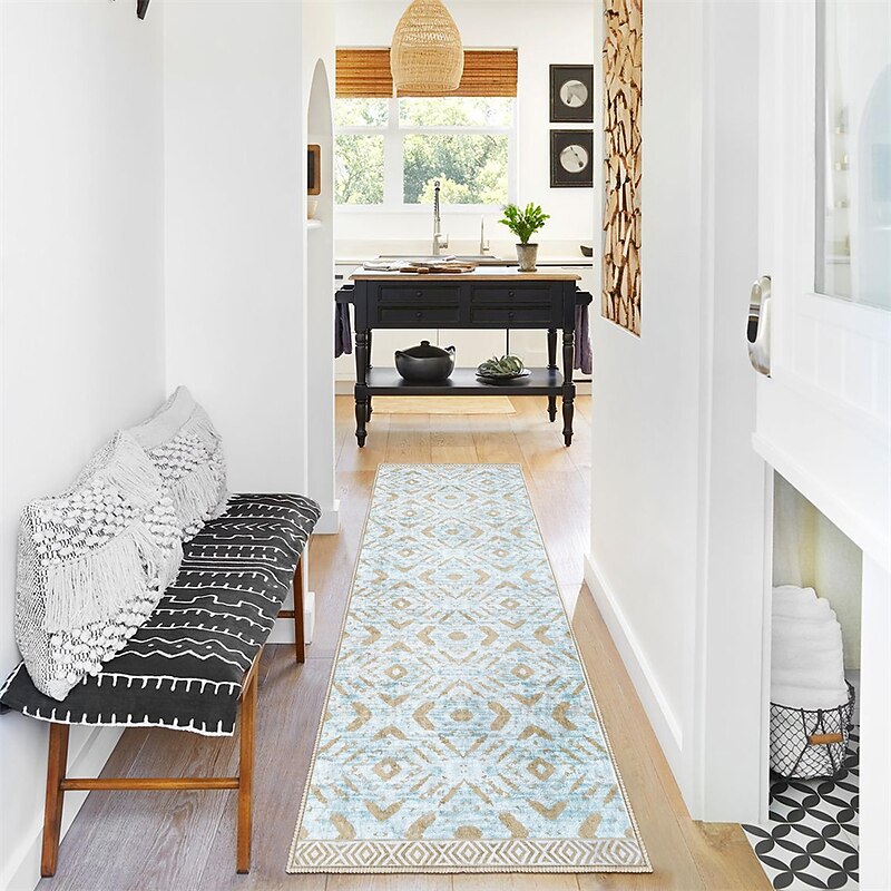 Geometric Abstract Runner Rug Kitchen Mat Non-Slip Oil Proof Rug Indoor Outdoor Mat Bedside Bedroom Decor Bathroom Mat Entrance Rug Door Mat3