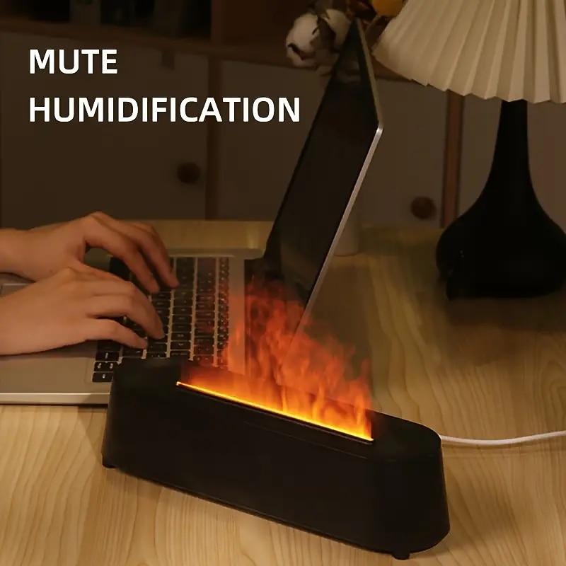 Creative 3D Simulation Flame Air Humidifier Household Colorful Atmosphere Light Intelligent Remote Control Humidifier USB Desktop Silent Large Fog Volume Humidifier Home Decor Room Decor2
