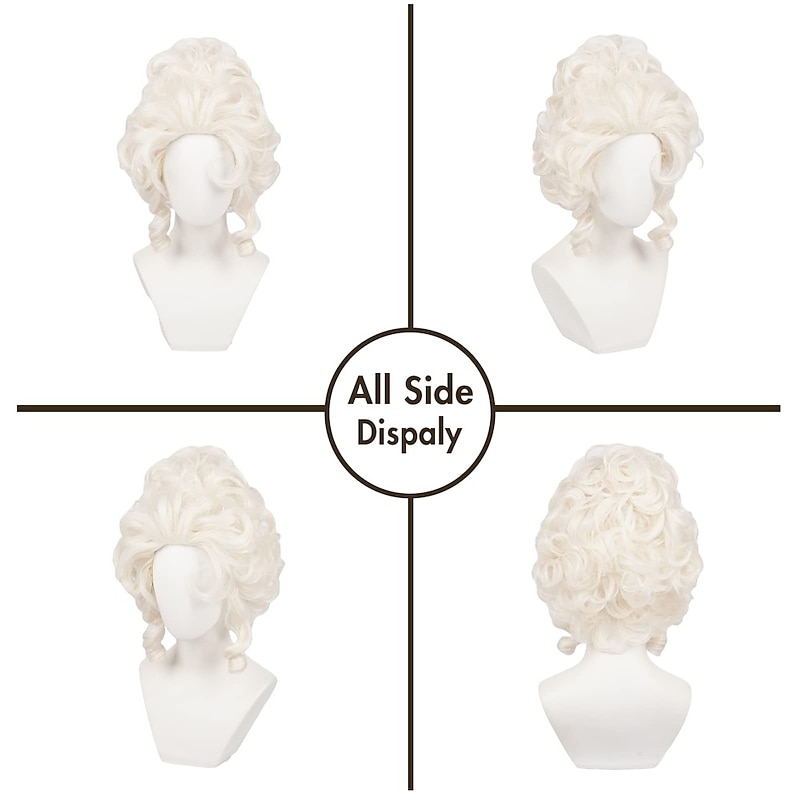 Madame Morrible Wicked Cosplay Witches Wig Platinum Blonde Beehive Wig 18th Century Baroque Wig for Women Lady Natural Synthetic Victorian Cosplay Party Costume Wig (Platinum Blonde) Halloween Wigs3