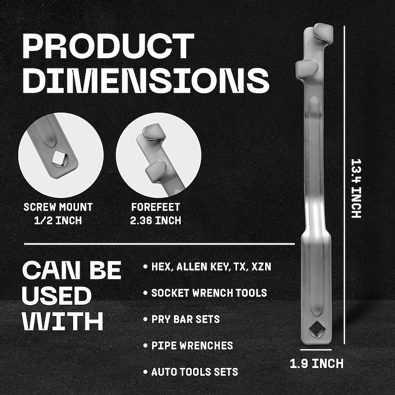 Universal Wrench Extender Tool Bar - Torque Adaptor Extension for Hard to Reach Areas, Ideal for Mechanics, Handyman, DIY3