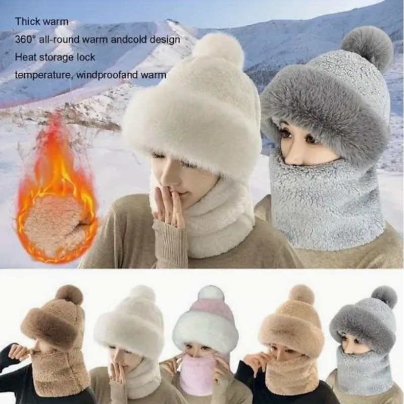 Women's Cycling Windproof Scarf Hat, Winter Windproof Hat, Thicken Warm Cycling Cap Thermal Neck Warmer2