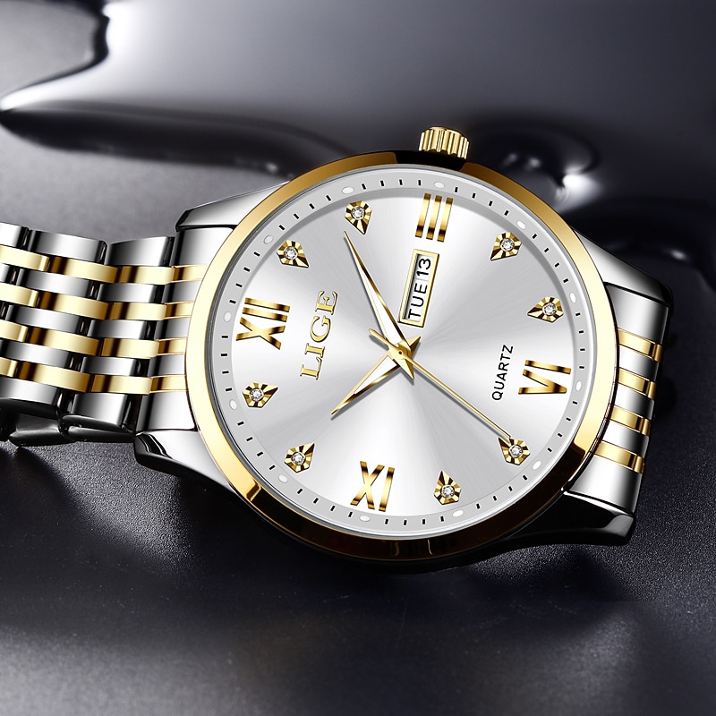 LIGE Men Quartz Analog Wrist Watch Simple Casual Strainless Steel Date Display Classic Fashion Watch Relogio Masculino4
