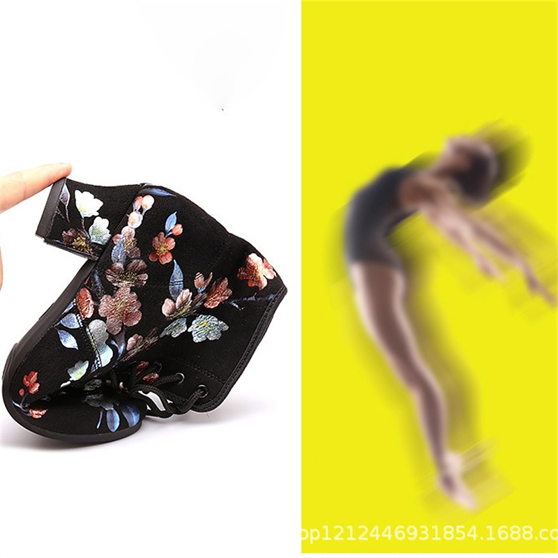 Black Floral Lace-up Dance Shoes for Women – Comfortable Low Heel, Perfect for Latin, Ballroom, and Social Dancing2