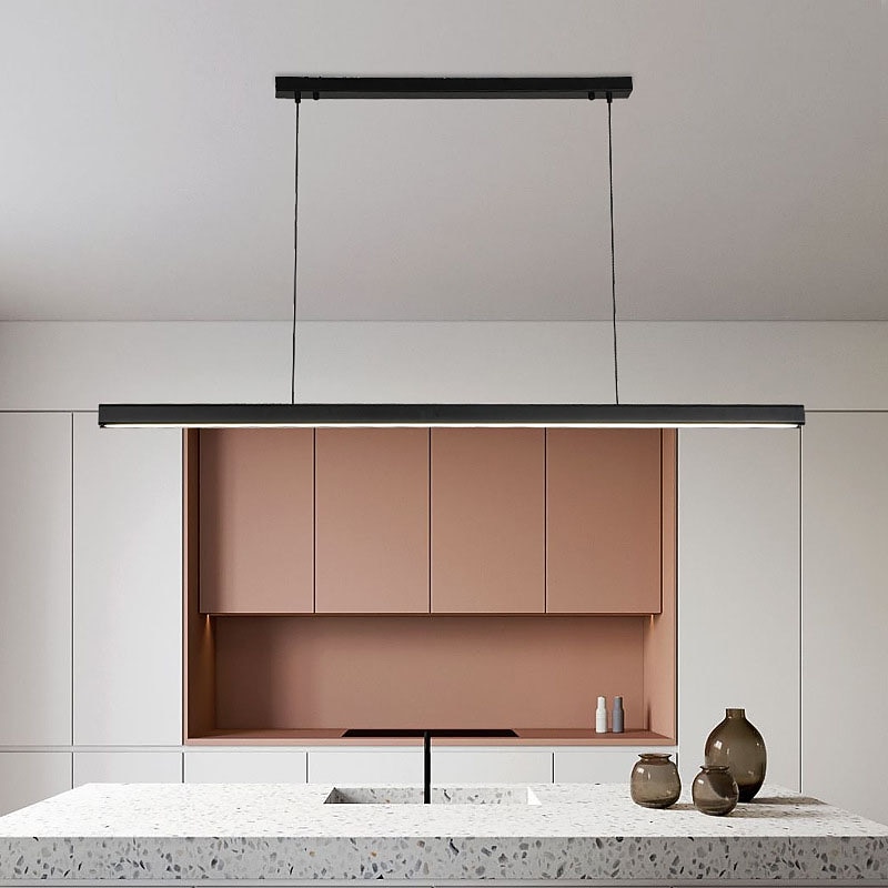 Modern LED Pendant Lighting Dimmable LED Chandelier Linear Design 60/80/100cm Hanging Light Fixture for Dining Room Kitchen Island Breakfast Area Living Room 110-240V4