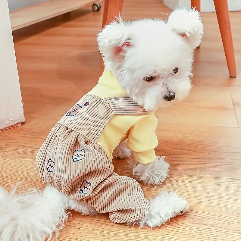 Dog Cat Jumpsuit Cute Casual Winter Breathable Soft Washable Comfortable Outdoor Casual Daily Dog Clothing for Bichon Frise Pomeranian Baby Pet Papillon Small