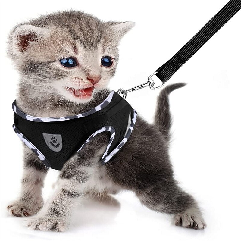 Dog Harness and Leash Set for Walking Soft Mesh Adjustable Easy Control Lightweight Cat Vest Harnesses with Reflective Strips Escape Proof Small Dogs Cats Vests3