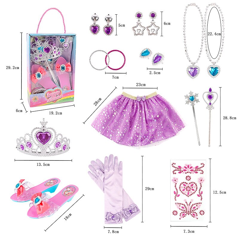 Children's Earrings Hair Rings Cute Bow Cos Princess Dress Snowflake Angel Necklace Ear Heart Ring Crystal Shoe Cover3