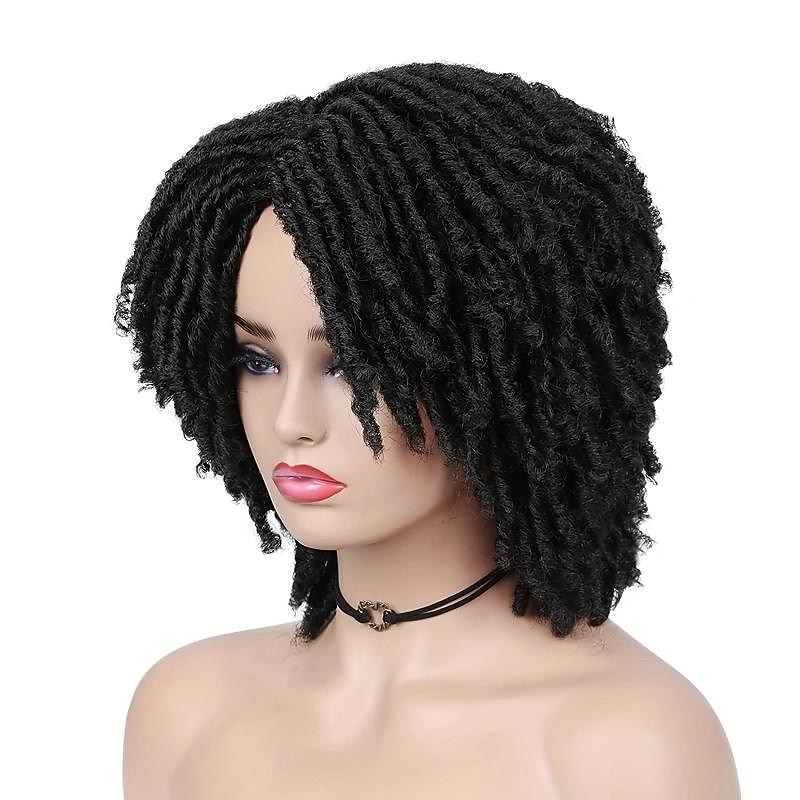 African Hairstyle - Dreadlock Synthetic Braiding Short Curly Wigs for Women - Crochet Twist Braids Wigs - Braiding Hair Wigs - Stylish and Versatile Hair Accessory3