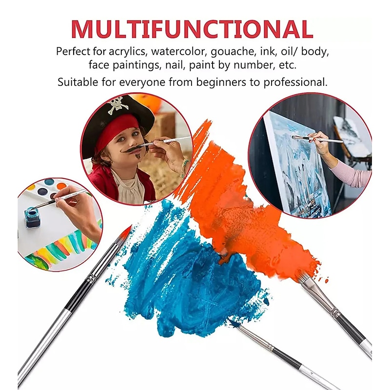 Art 24 Pieces Paint Brush Set Enhanced Synthetic Brush Set with Cloth Roll and Palette Knife for Acrylic, Oil, Water4