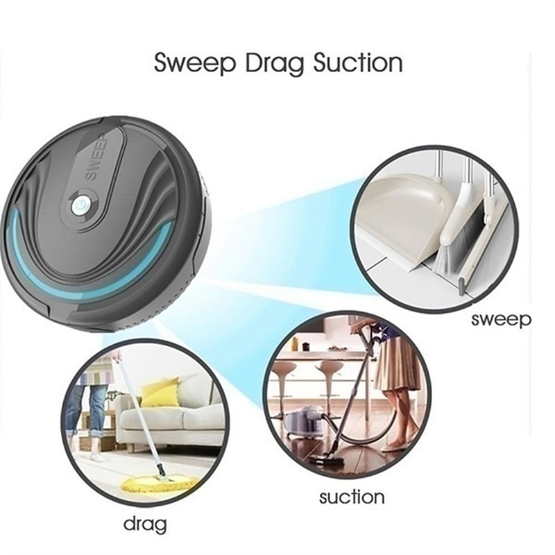 Automatic Smart Household Mopping Sweeping Machine Robot Cleaner Vacuum Floor Dust Hair USB/Battery 9