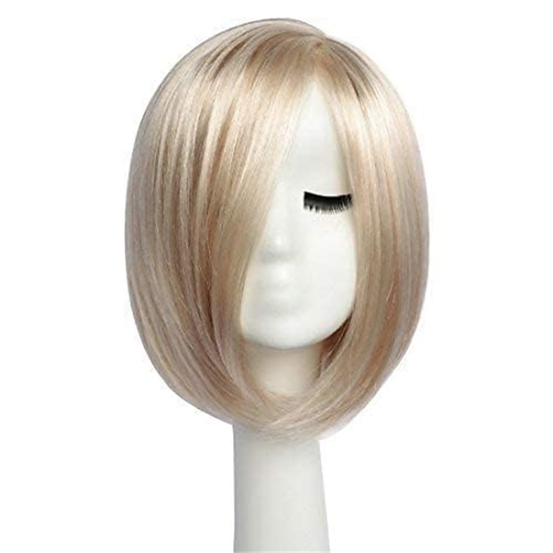 Short Platinum Blonde Wigs for Women Bob Wig Natural Straight Wig Side Part Hair for Daily Party Cosplay Halloween2