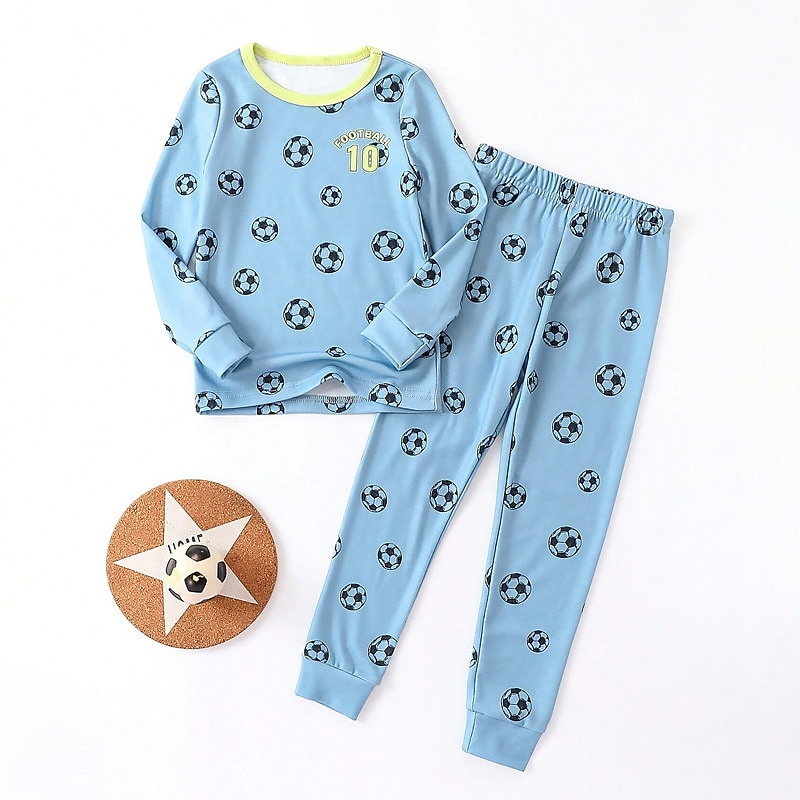 Boys 3D Letter Basketball Pajama Sets Long Sleeve 3D Print Fall Winter Active Cool Daily Kids 3-12 Years Crew Neck Home Causal Indoor Regular Fit2