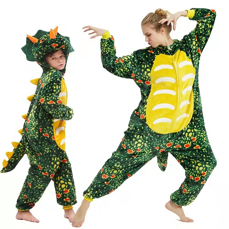 Kid's Adults' Animal Cartoon Group Costume Nightwear Camouflage Carnival Costume Dinosaur Lion Onesie Pajamas Kigurumi Pajamas Cute For Men and Women Boys and Girls Christmas Carnival New Year Cartoon