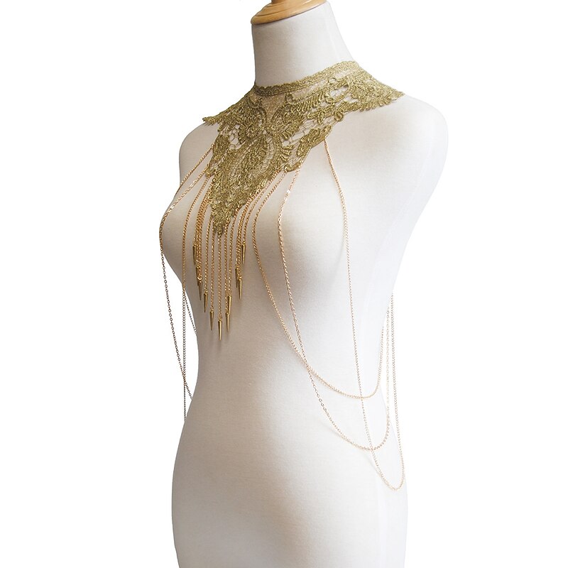 Necklace Body Chain Lace Choker Bracelet Metallic Sparkle Sexy Lace Alloy For Disco Cosplay Carnival Women's Costume Jewelry Fashion Jewelry4