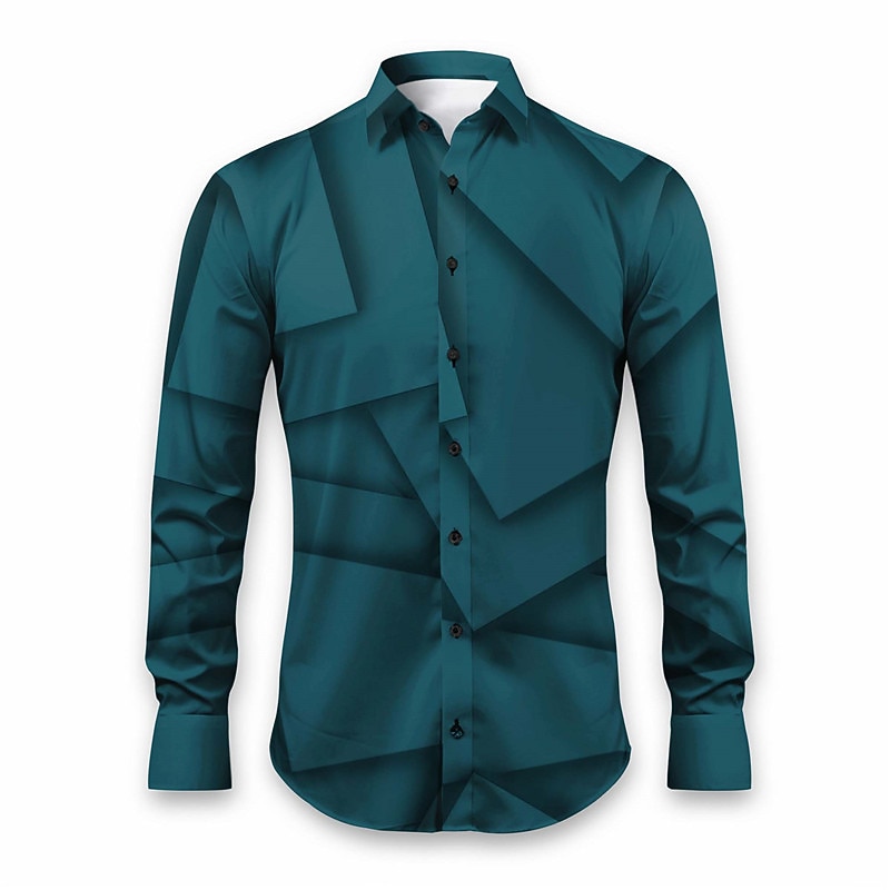 Men's Geometric Pattern Geometry Shirt Button Up Shirt Long Sleeve Artistic Daily Wear Going out Fall & Winter Turndown Print Button-Down Black White Blue Orange Khaki4