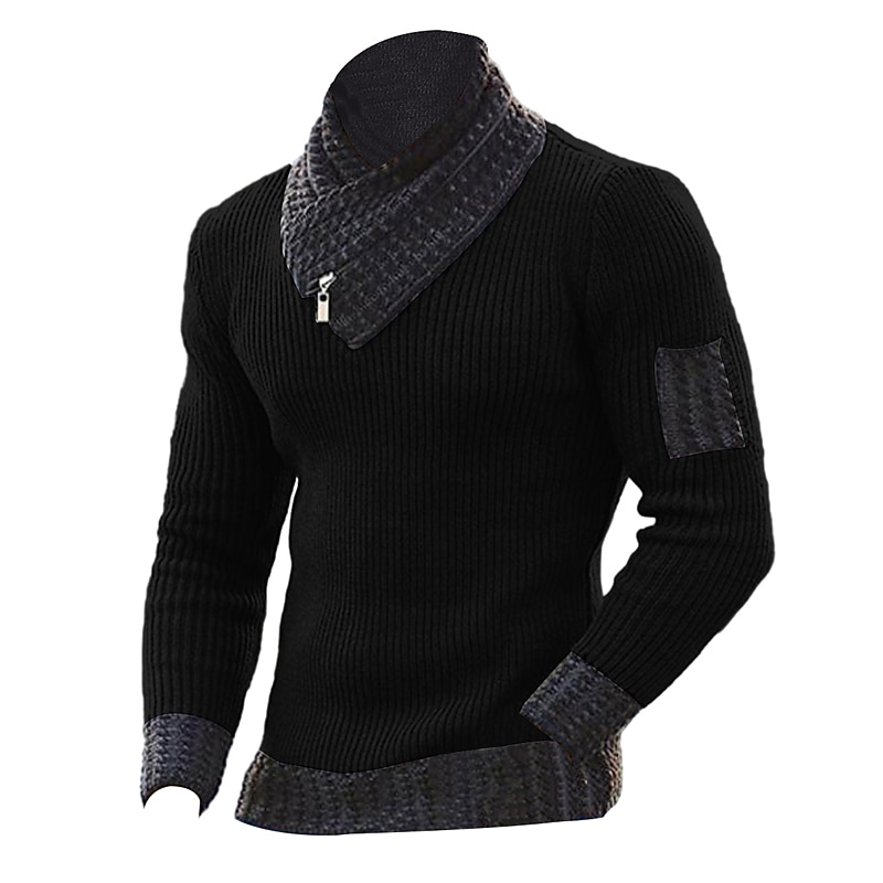 Men's Pullover Sweater Jumper Turtleneck Sweater Knit Sweater Ribbed Cable Knit Regular Basic Color Block Turtleneck Keep Warm Modern Contemporary Daily Wear Going out Clothing Apparel Fall Winter2