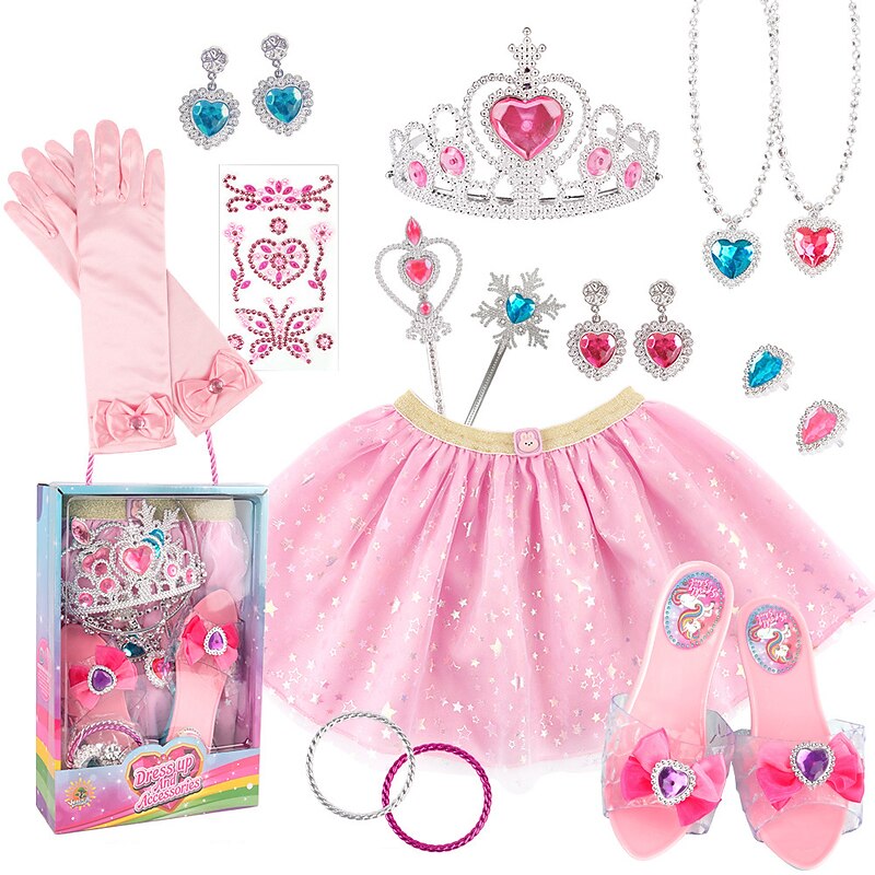 Children's Earrings Hair Rings Cute Bow Cos Princess Dress Snowflake Angel Necklace Ear Heart Ring Crystal Shoe Cover