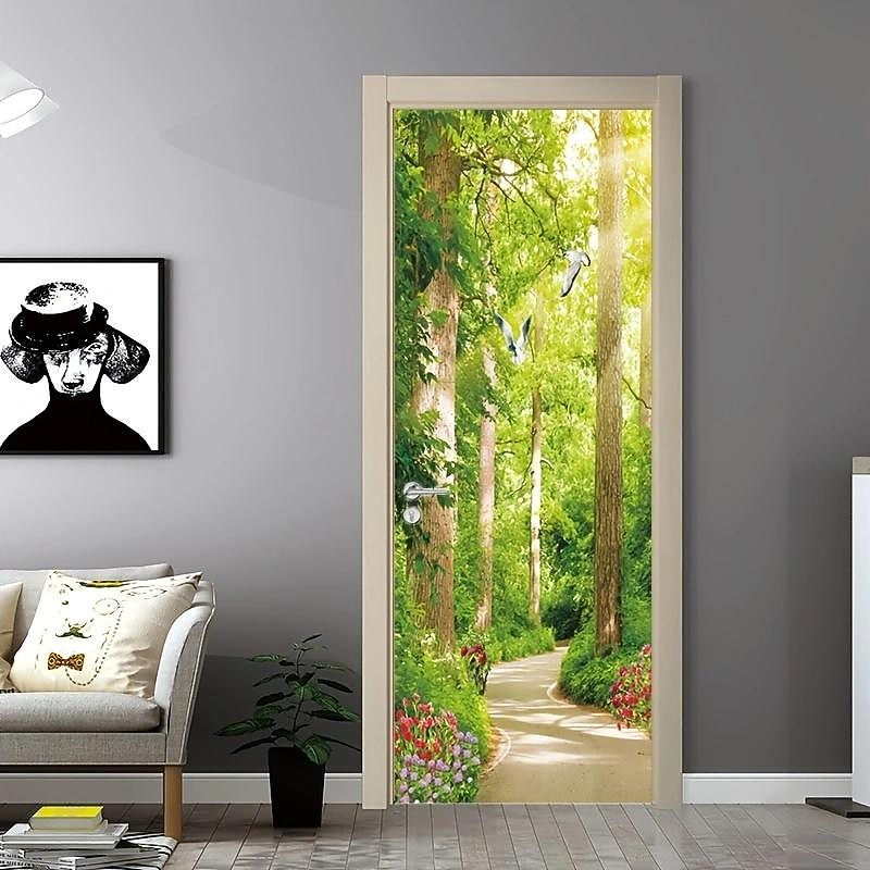 Forest Pathway Door Covers Door Tapestry Door Curtain Decoration Backdrop Door Banner for Front Door Farmhouse Holiday Party Decor Supplies