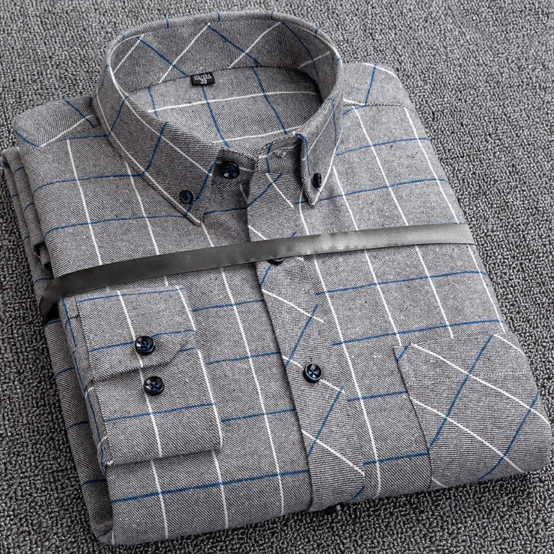 Men's Shirt Casual Shirt Plaid Shirt Button Up Shirt Plaid / Check Outdoor Daily Wear Red Blue Brown Dark Blue Long Sleeve Lapel Fall & Winter Clothing Apparel Front Pocket4