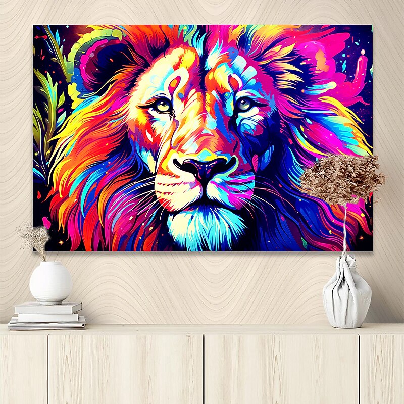 Animals Wall Art Canvas Colorful Lion Prints and Posters Portrait Pictures Decorative Fabric Painting For Living Room Pictures No Frame2