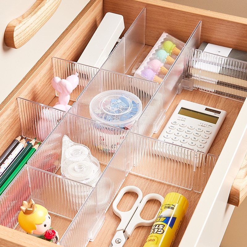 Transparent household drawer divider underwear socks retractable divider multi-functional storage and finishing divider2
