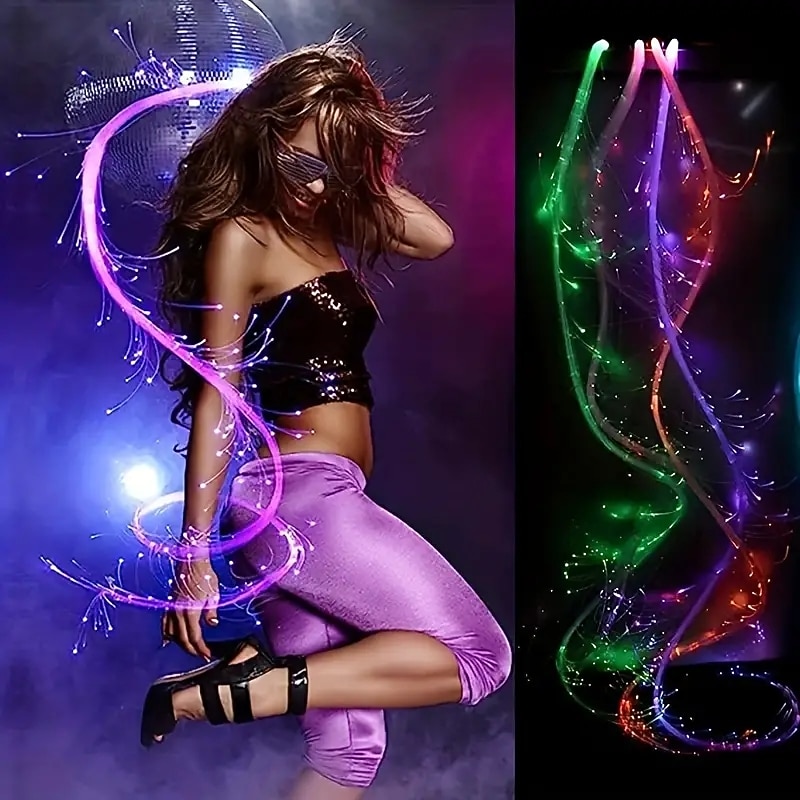 LED Fiber Optic Dance Whip - USB Rechargeable Ideal for Halloween Christmas and Holiday Celebrations - Perfect for Stage Ambience Props