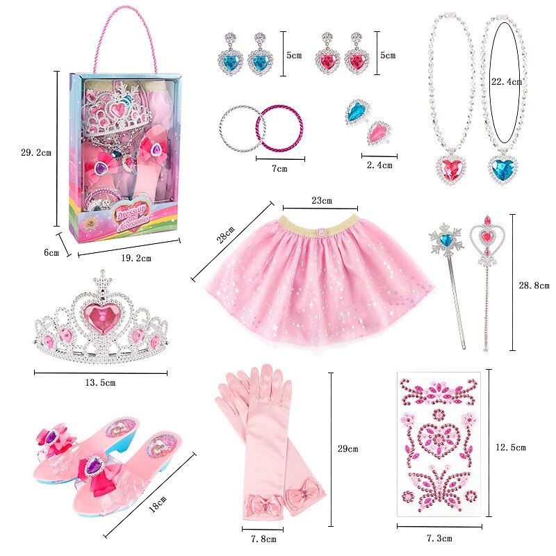 Children's Earrings Hair Rings Cute Bow Cos Princess Dress Snowflake Angel Necklace Ear Heart Ring Crystal Shoe Cover4