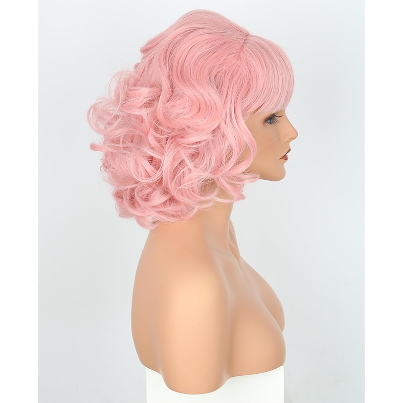 Grease Frenchy Wig 50s Wig for Pink Ladies Vintage Honeycomb Shaped Bob Curly Wig Halloween Wigs2