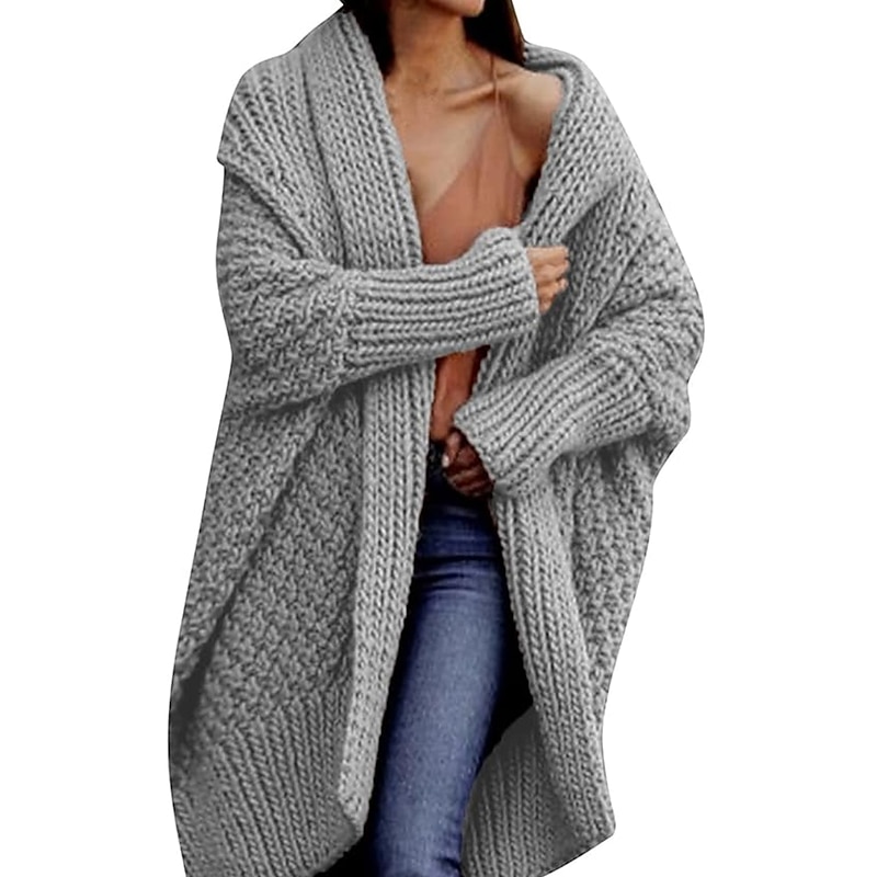 Women's Cardigan Fashion Casual Soft Solid Color Chunky Open Front Knitted Long Sleeve Long Tops Knit Outdoor Daily Going out Pink Camel Fall Winter2