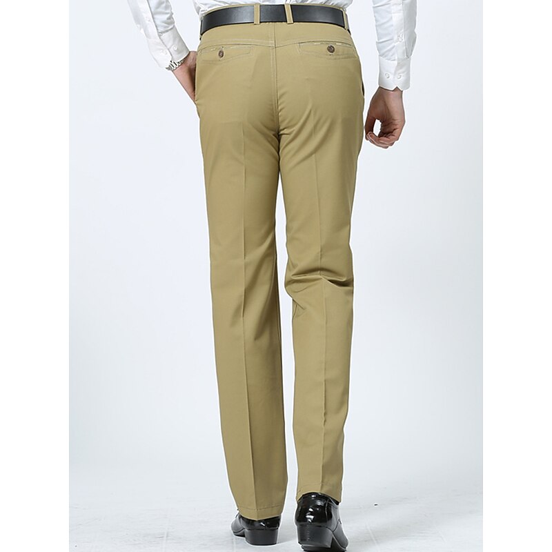 Men's Graduation Trousers Chinos Chino Pants Pocket Straight Leg Plain Comfort Breathable Outdoor Daily Going out Fashion Casual Dark Khaki Black2