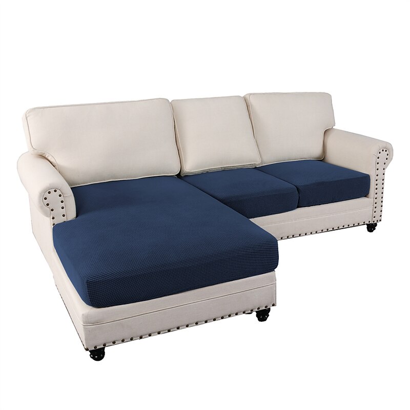 Sectional Couch Covers Stretch Anti-Slip L Shape Sofa Slipcovers, Separate Sofa Seat Cushion Covers Chaise Cover for Both Left/Right Sectional Couch  2/3 Seater and Chaise Cover2