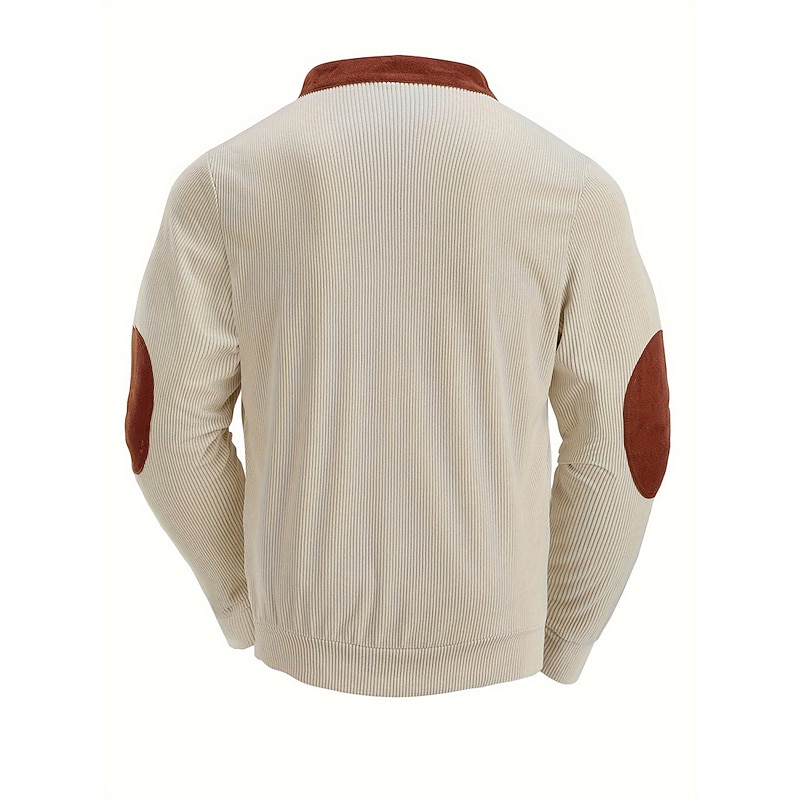 Men's T Shirt Corduroy Shirt Henley Shirt Tee Top Long Sleeve Henley Spring &  Fall Color Block Fashion Designer Basic Patchwork Vacation Street Going out khaki Top Tee for Men3
