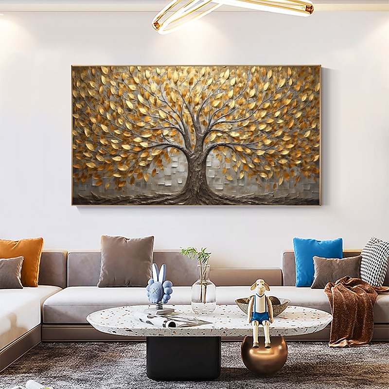 Handmade Oil Painting Canvas Wall Art Decor Original Gold Leaf Tree Home Decor With Stretched FrameWithout Inner Frame Painting2