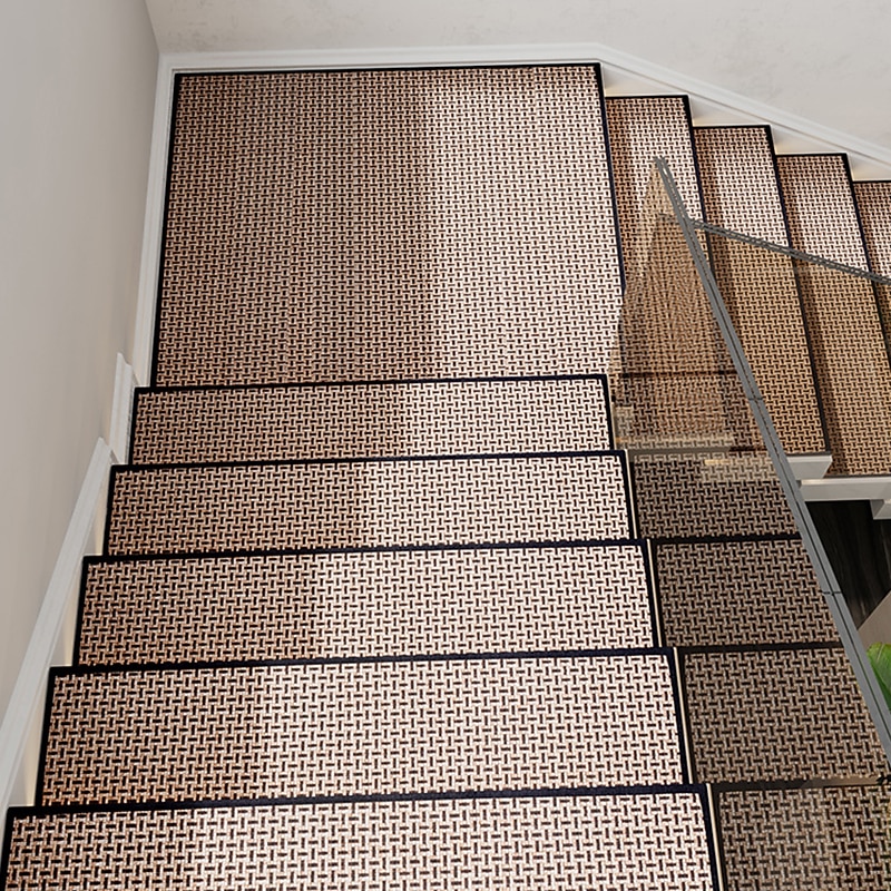 Stair Tread Rugs Geometric Non-Slip Carpet Non-Skid Safety Rug Slip Resistant Indoor Runner for Kids Elders and Pets