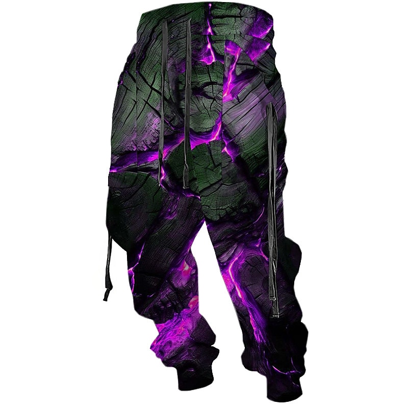 Crack Abstract Men's 3D Print Sweatpants Joggers Pants Trousers Outdoor Street Casual Daily Polyester Red Blue Purple S M L Mid Waist Elasticity Pants4