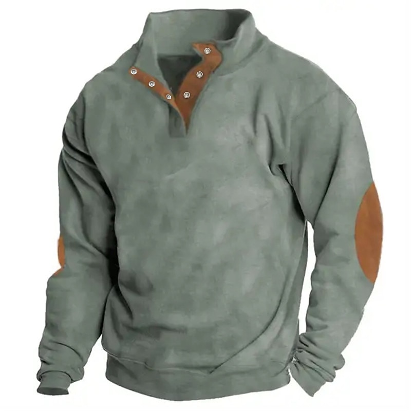 Men's Sweatshirt Black White Navy Blue Blue Green Standing Collar Color Block Patchwork Sports & Outdoor Daily Holiday Polyester Vintage Basic Casual Spring &  Fall Clothing Apparel Hoodies2