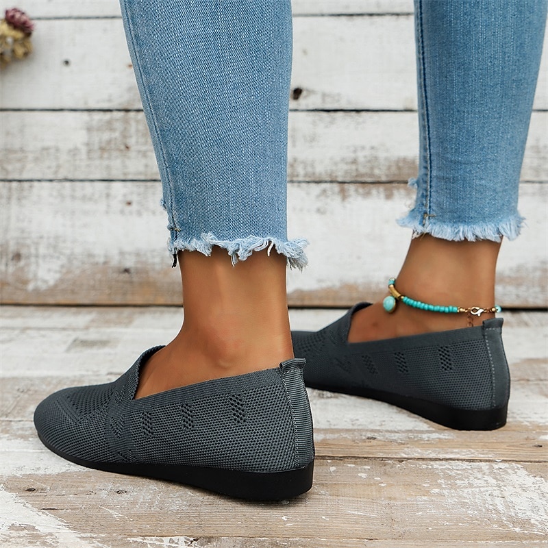 Women's Navy Blue Knit Loafers – Breathable Slip-On Casual Flats for Comfort and Everyday Wear 10