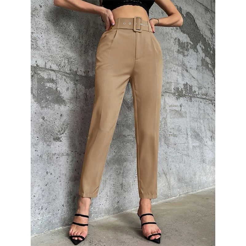 Women's Dress Pants Cropped Pants High Waist Ankle-Length Amethyst Fall