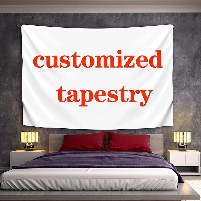 Customized Hanging Tapestry with Your Photo Wall Art Mural Decor Photograph Backdrop Home Bedroom Living Room Decoration (suggest photo definition 3Mo or above) Personalized Valentine Gift