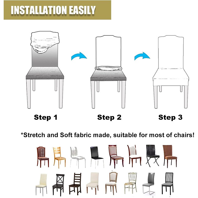 Christmas Dining Chair Covers, Stretch Xmas Parsons Chair Slipcovers Seat Protector Washable Spandex Kitchen Chair Cover for Dining Room4