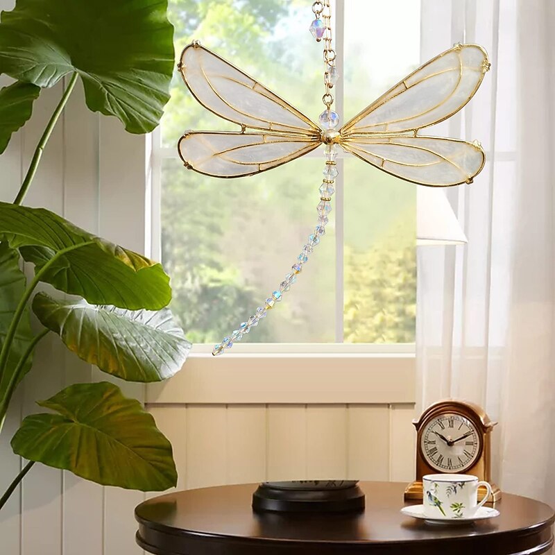 1pc Suncatcher Dragonfly Small Dazzle Fly Dragonfly Sun Catcher With Crystals Rainbow Maker Pendant Window Hanging Ornament
