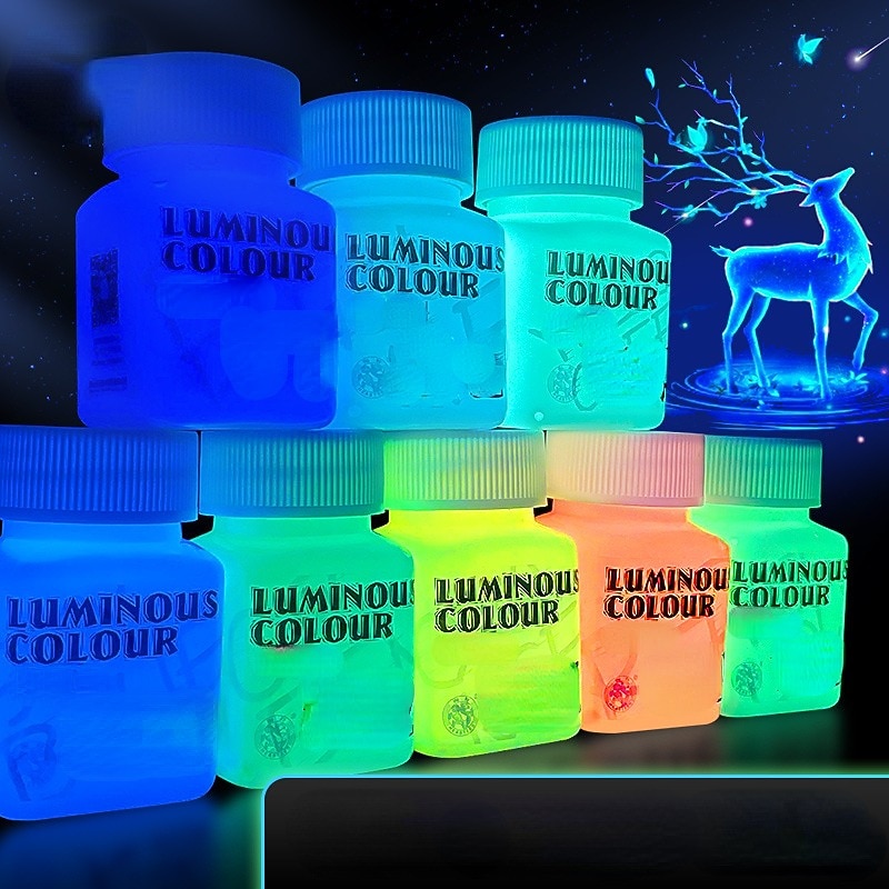 High Brightness Luminous Acrylic Paint 58ml Student Hand-painted DIY Textile Wall Painting Super Bright Light Storage Pigment