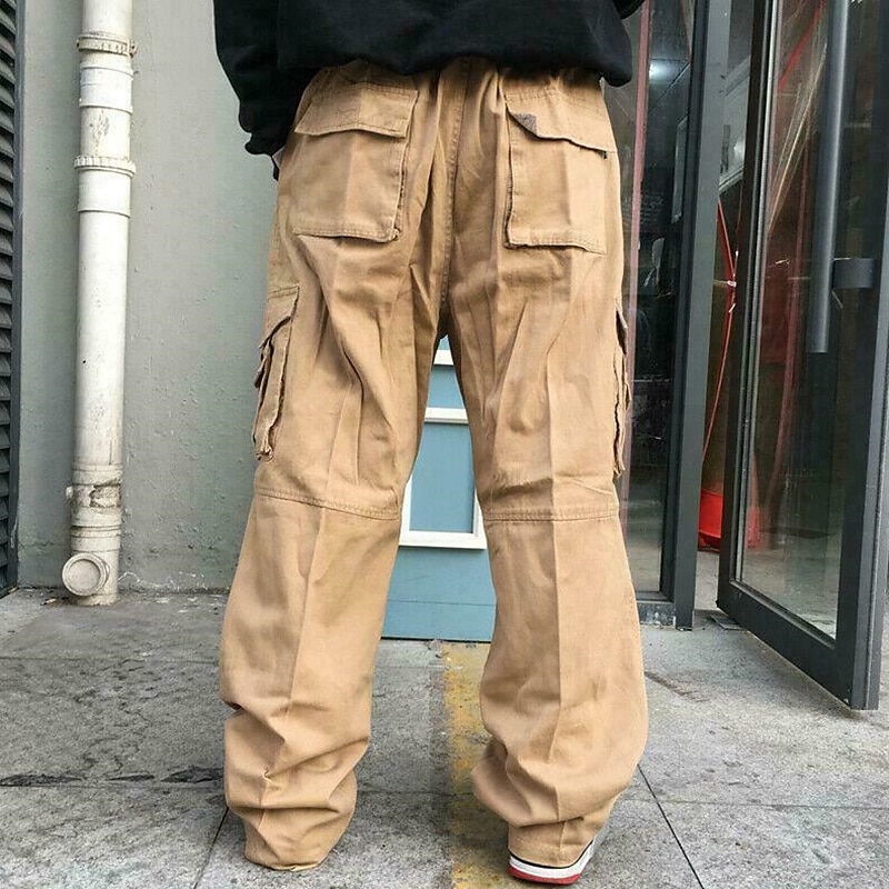 Men's Cargo Pants Cargo Trousers Combat Trousers Pocket Plain Comfort Soft Outdoor Daily Going out Casual Big and Tall Black Green2