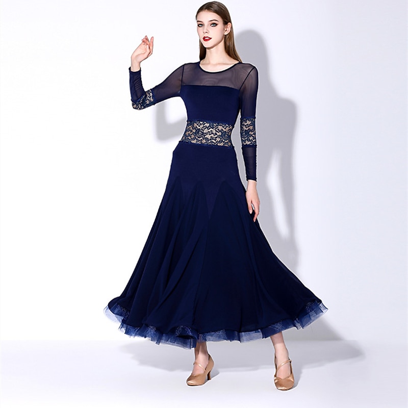 Ballroom Dance Dress Pure Color Women's Performance Training Long Sleeve Natural Cotton2